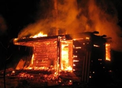 В Сурском районе сгорела баня