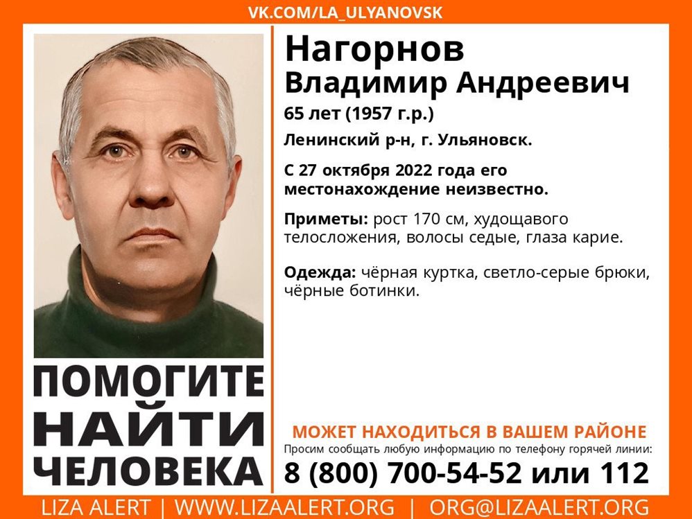 В Ульяновске третий день не могут найти 65-летнего мужчину