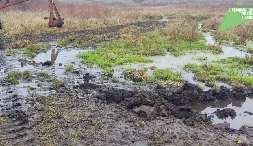 В Старомайнском районе начали расчистку реки Красной