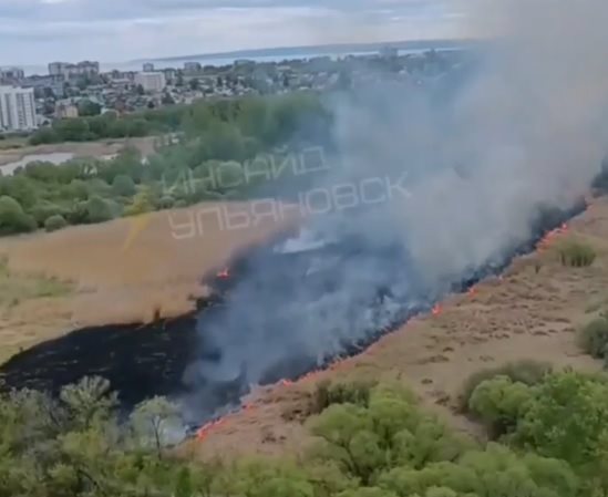 В пойме реки Свияги в Ульяновске загорелся камыш