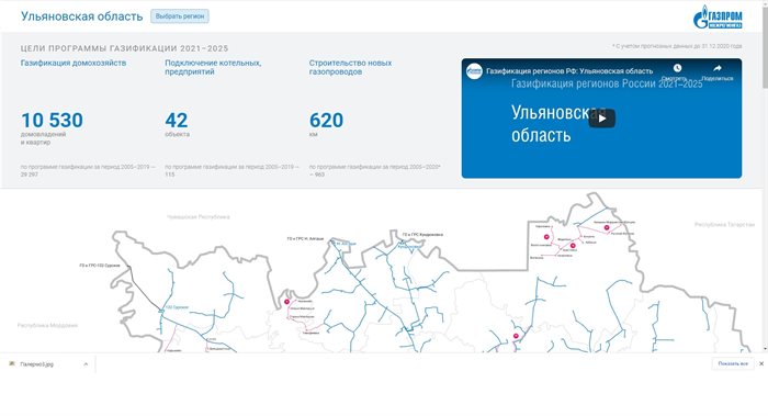 Интерактивная карта газификации рф